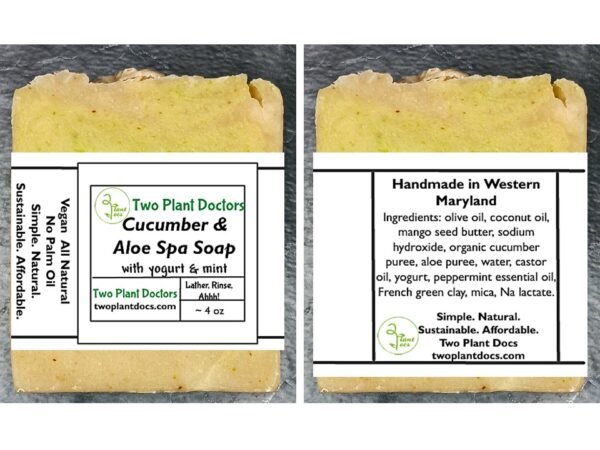 Two rectangular bars of green Cucumber & Aloe Spa Soap