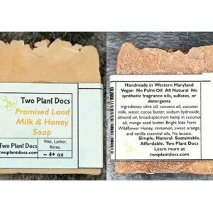 Two square bars of Promised Land Milk & Honey Soap