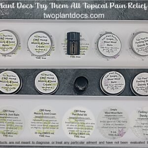 Sample pack of four tins and one dropper bottle