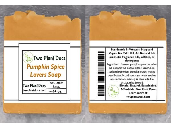 Two rectangular Pumpkin Spice Lovers Soaps