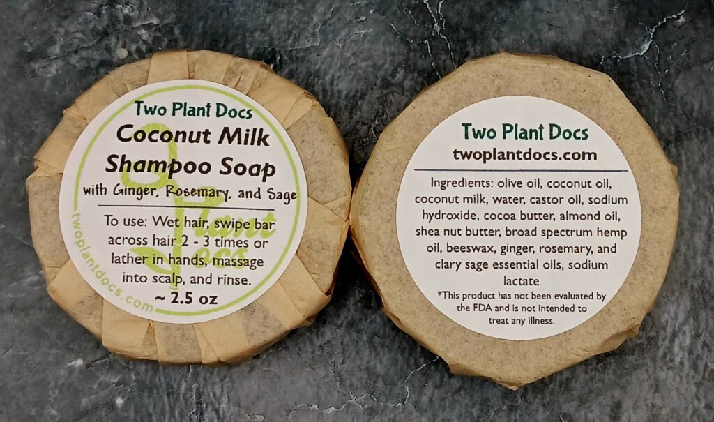 Two round Coconut Milk Shampoo Soaps