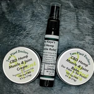two small tins and a small bottle