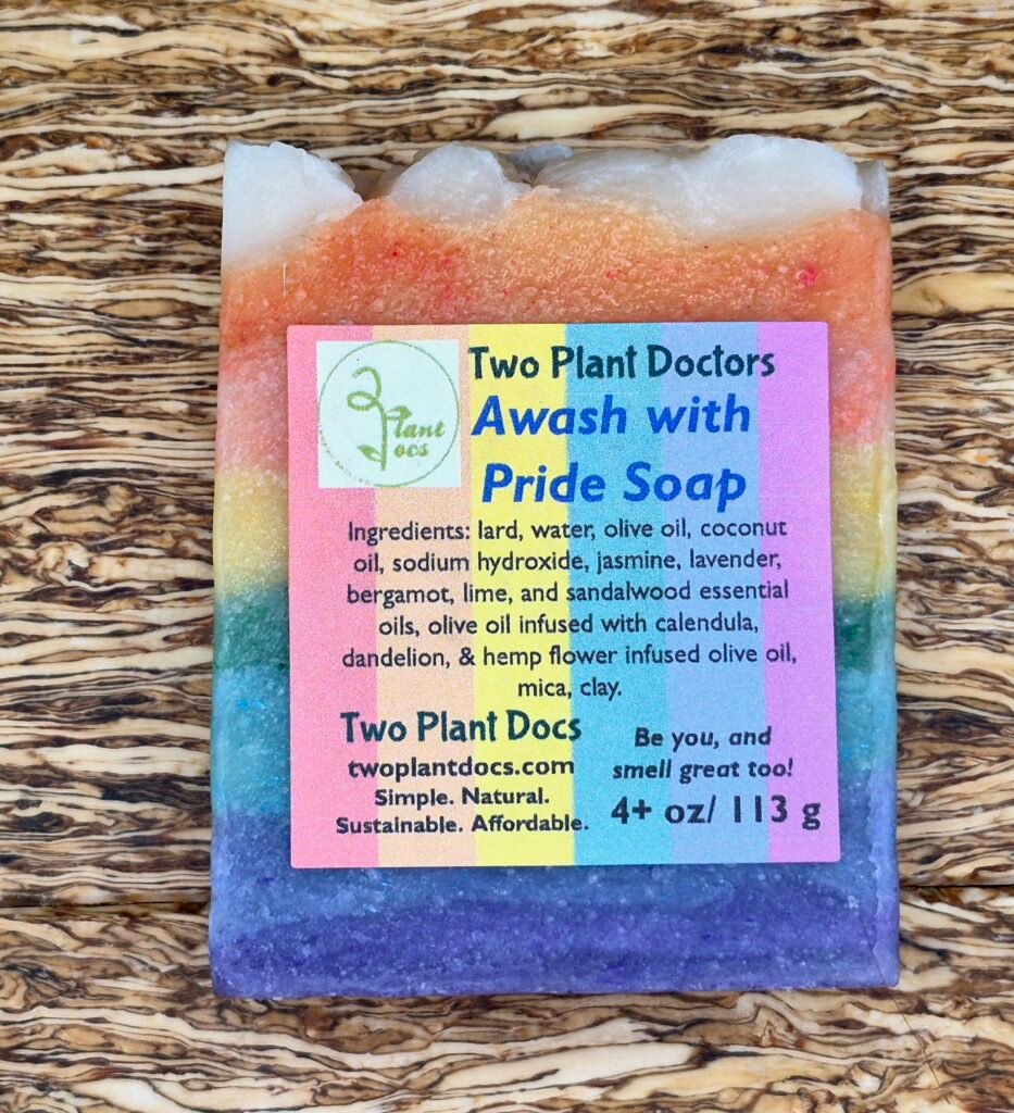 Front of colorful, rectangular soap