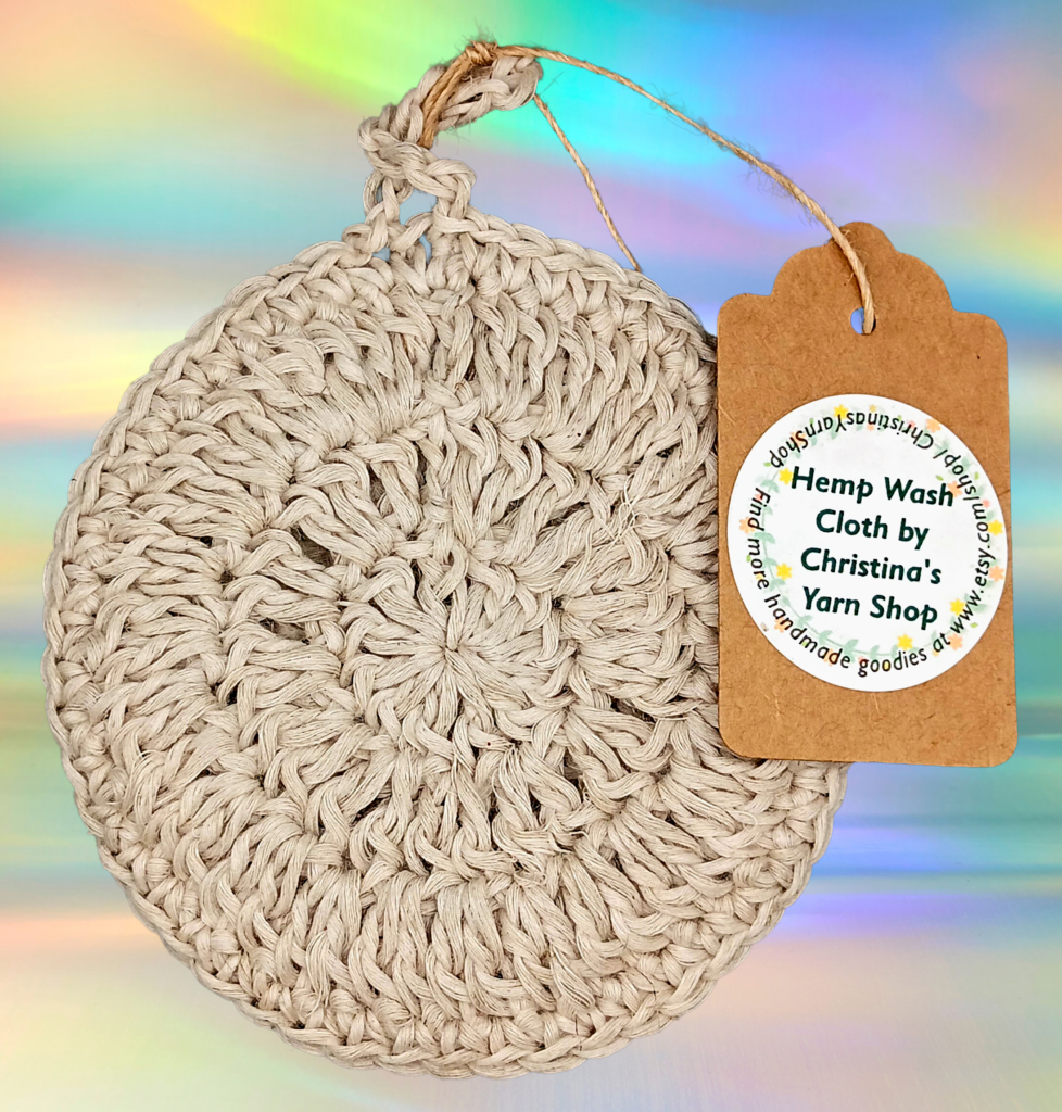 a round crocheted wash cloth